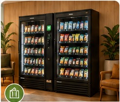 Smart vending machines and micro market for a high-traffic property